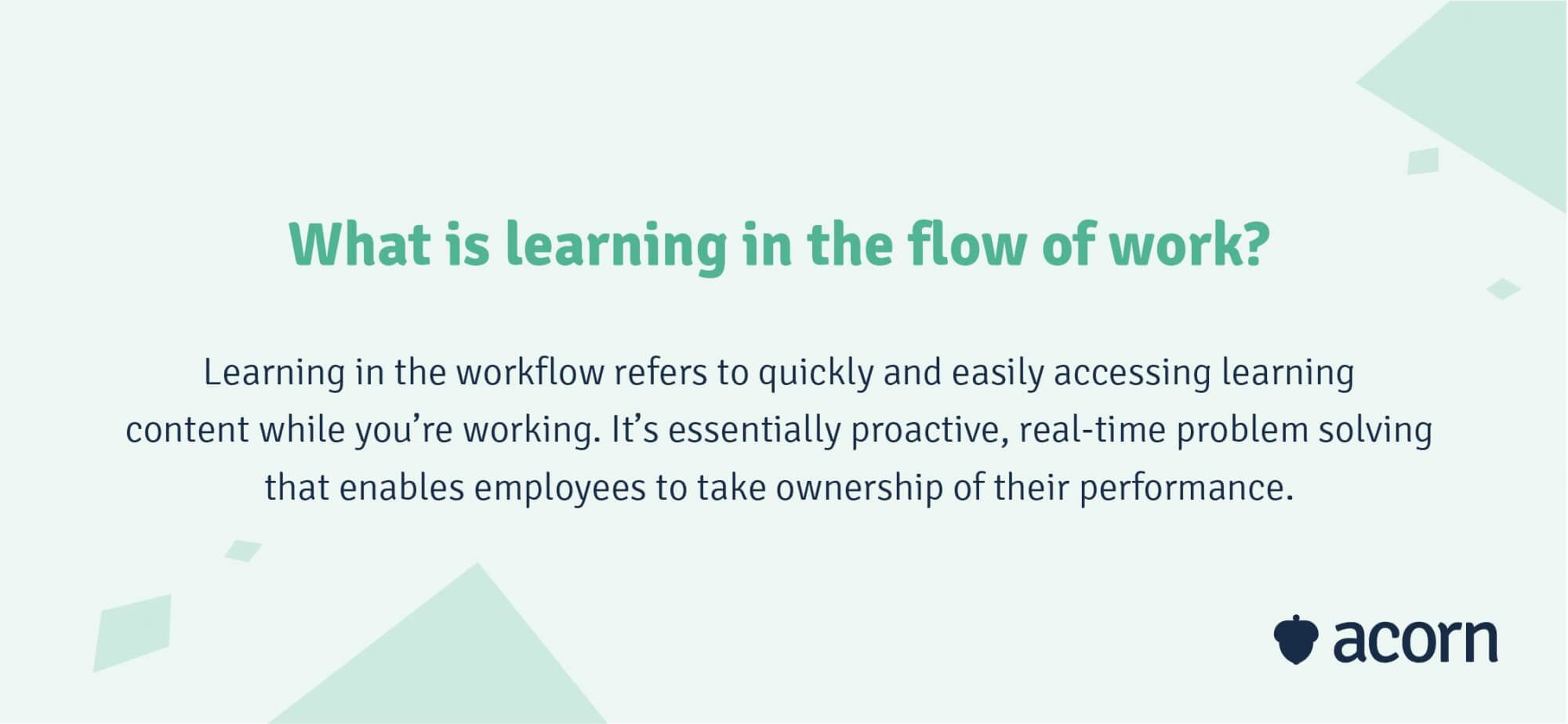 text showing definition of learning in the flow of work