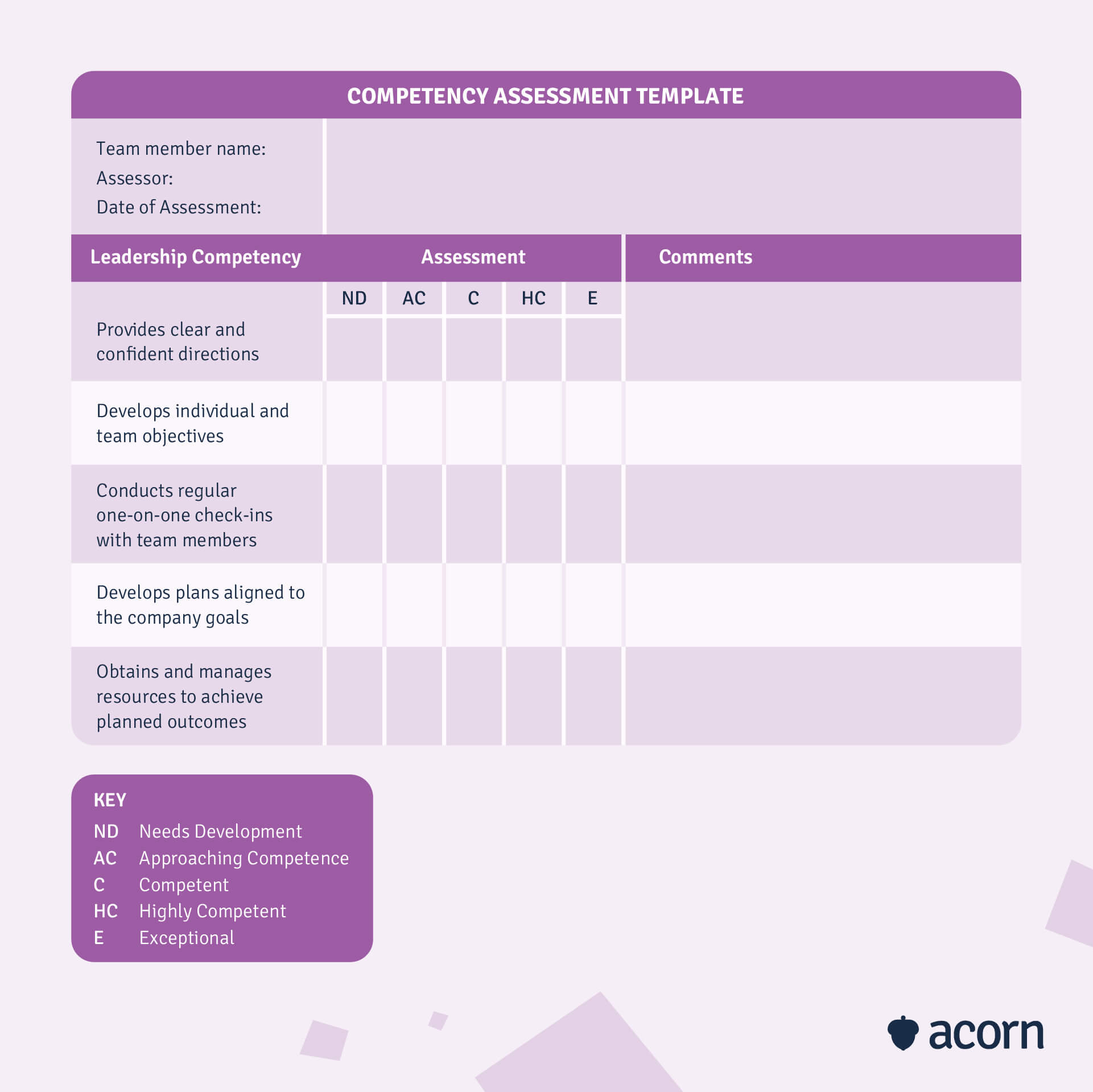 competency assessment template